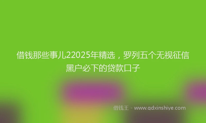 借钱那些事儿22025年精选，罗列五个无视征信黑户必下的贷款口子