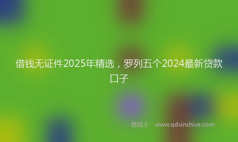 借钱无证件2025年精选，罗列五个2024最新贷款口子
