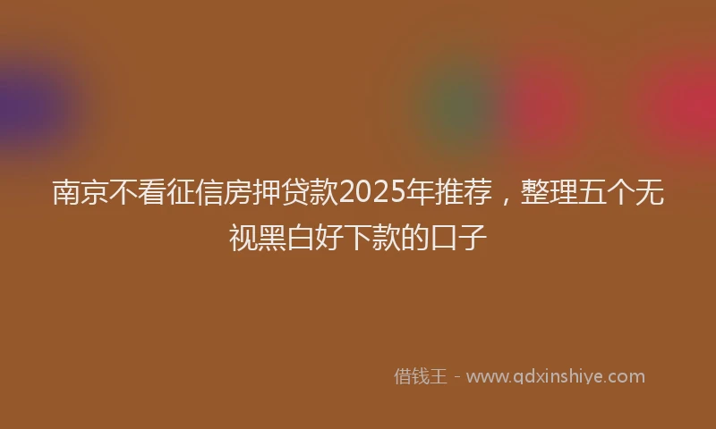 南京不看征信房押贷款2025年推荐，整理五个无视黑白好下款的口子