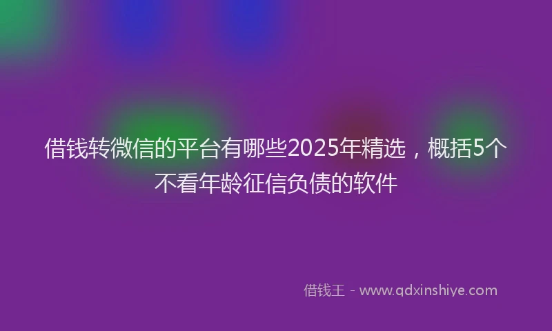 借钱转微信的平台有哪些2025年精选，概括5个不看年龄征信负债的软件