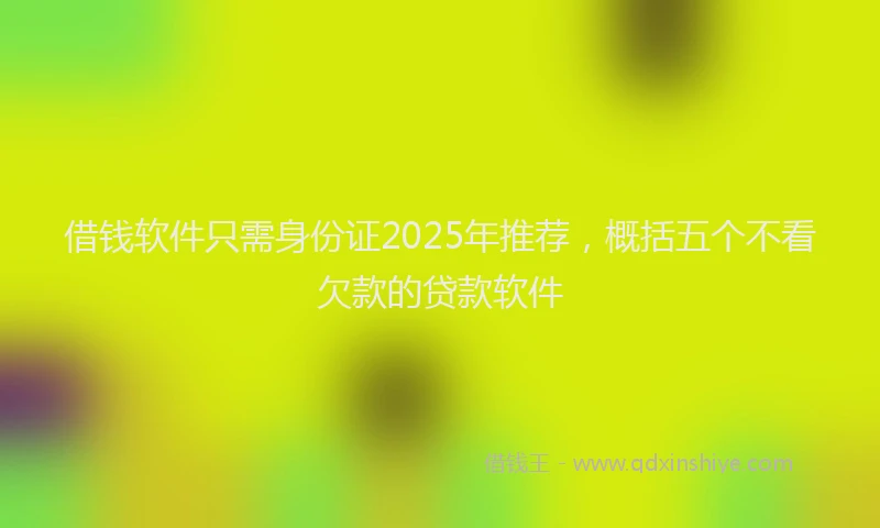 借钱软件只需身份证2025年推荐，概括五个不看欠款的贷款软件