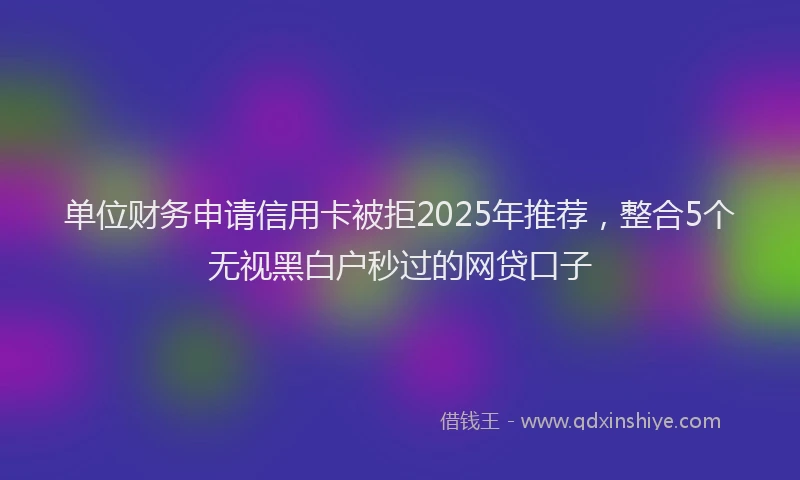 单位财务申请信用卡被拒2025年推荐，整合5个无视黑白户秒过的网贷口子