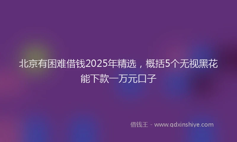 北京有困难借钱2025年精选，概括5个无视黑花能下款一万元口子