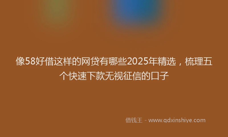 像58好借这样的网贷有哪些2025年精选，梳理五个快速下款无视征信的口子