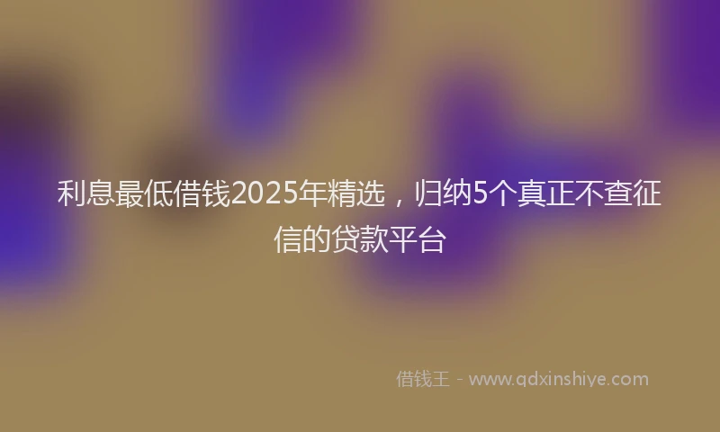 利息最低借钱2025年精选，归纳5个真正不查征信的贷款平台
