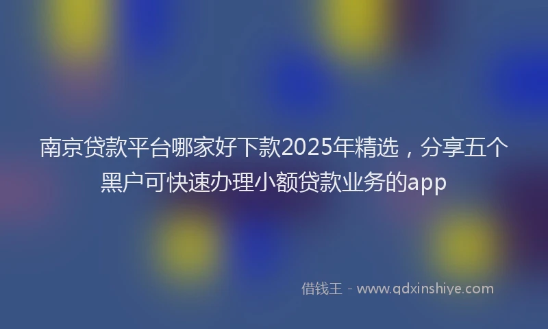 南京贷款平台哪家好下款2025年精选，分享五个黑户可快速办理小额贷款业务的app