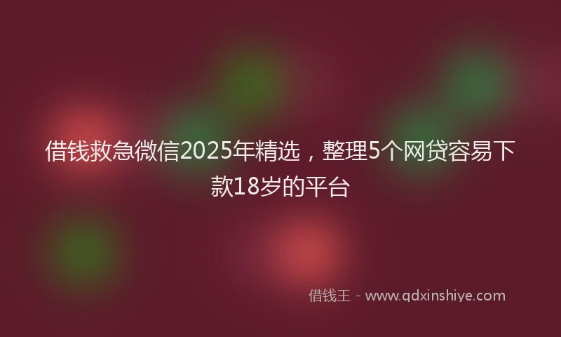 借钱救急微信2025年精选，整理5个网贷容易下款18岁的平台