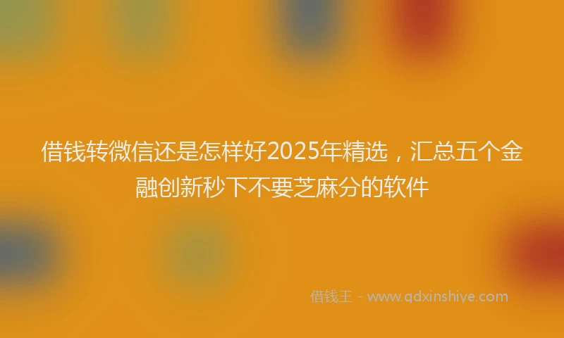 借钱转微信还是怎样好2025年精选，汇总五个金融创新秒下不要芝麻分的软件