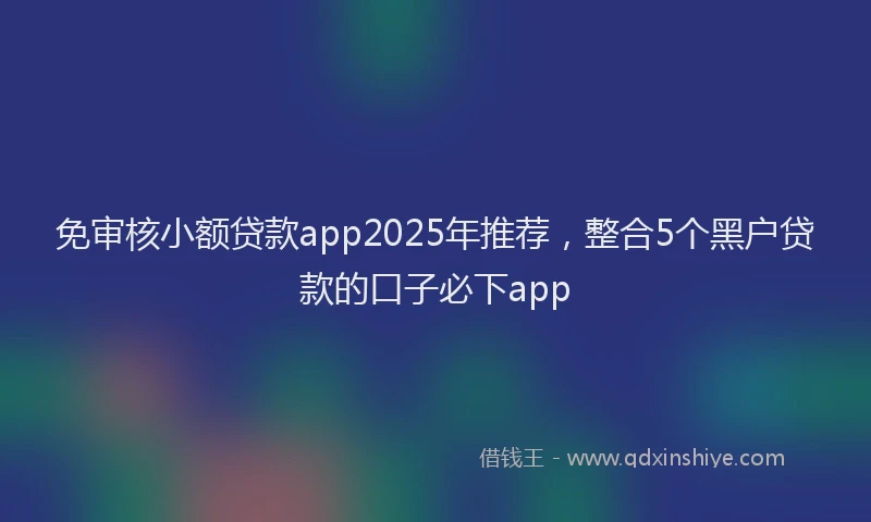 免审核小额贷款app2025年推荐，整合5个黑户贷款的口子必下app