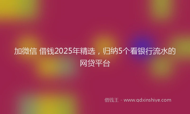 加微信 借钱2025年精选，归纳5个看银行流水的网贷平台