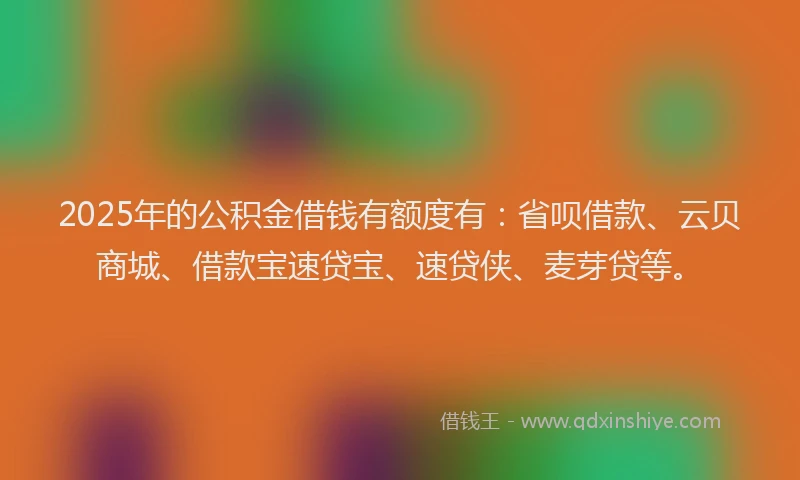 2025年的公积金借钱有额度有：省呗借款、云贝商城、借款宝速贷宝、速贷侠、麦芽贷等。