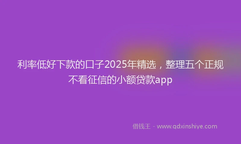 利率低好下款的口子2025年精选，整理五个正规不看征信的小额贷款app