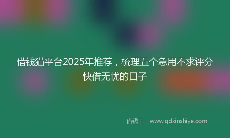 借钱猫平台2025年推荐，梳理五个急用不求评分快借无忧的口子