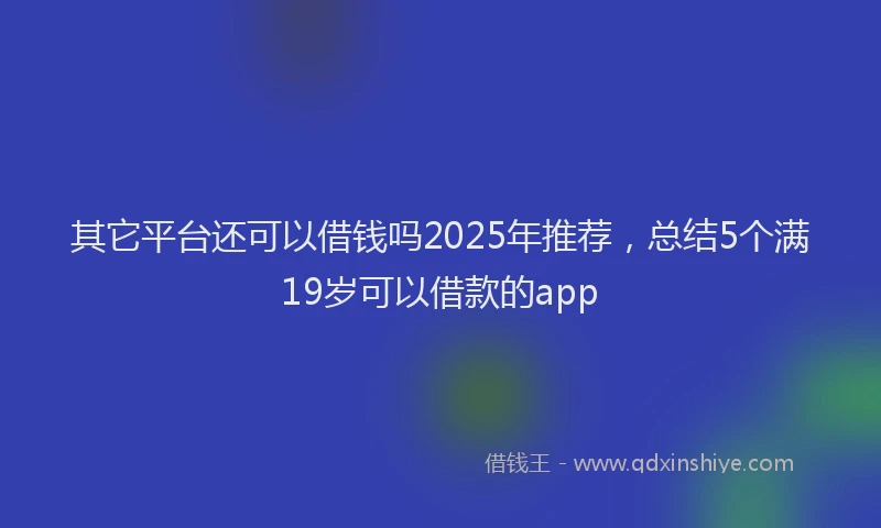 其它平台还可以借钱吗2025年推荐，总结5个满19岁可以借款的app