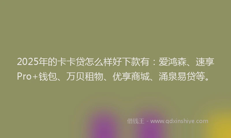 2025年的卡卡贷怎么样好下款有：爱鸿森、速享Pro+钱包、万贝租物、优享商城、涌泉易贷等。