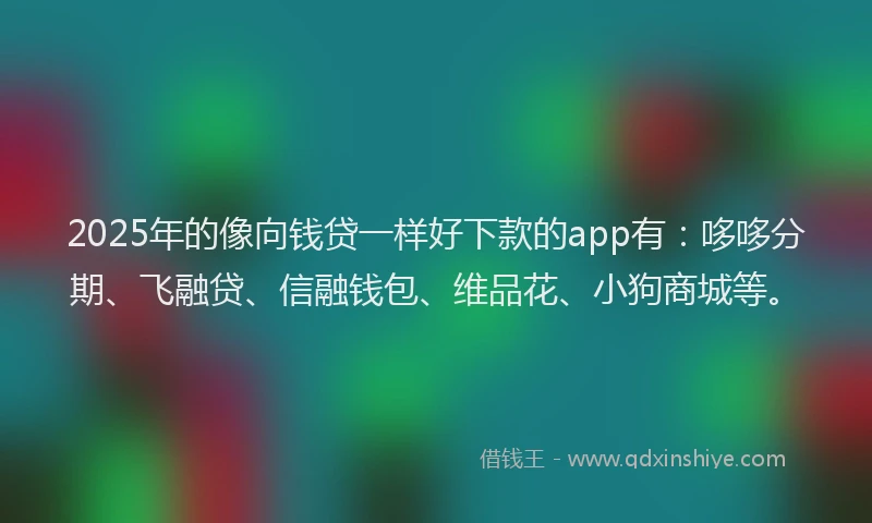2025年的像向钱贷一样好下款的app有：哆哆分期、飞融贷、信融钱包、维品花、小狗商城等。