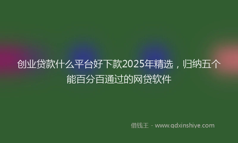创业贷款什么平台好下款2025年精选，归纳五个能百分百通过的网贷软件