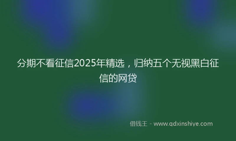 分期不看征信2025年精选，归纳五个无视黑白征信的网贷