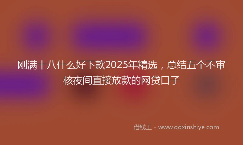 刚满十八什么好下款2025年精选，总结五个不审核夜间直接放款的网贷口子
