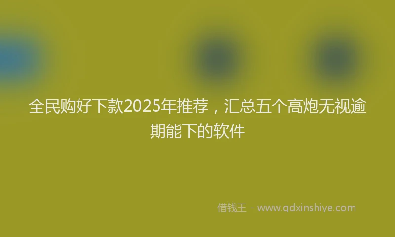 全民购好下款2025年推荐，汇总五个高炮无视逾期能下的软件