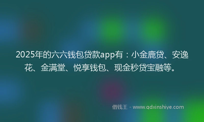 2025年的六六钱包贷款app有：小金鹿贷、安逸花、金满堂、悦享钱包、现金秒贷宝融等。