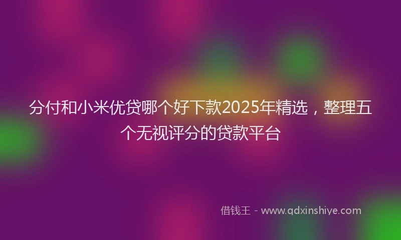分付和小米优贷哪个好下款2025年精选，整理五个无视评分的贷款平台
