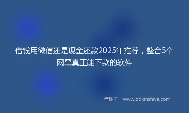 借钱用微信还是现金还款2025年推荐，整合5个网黑真正能下款的软件
