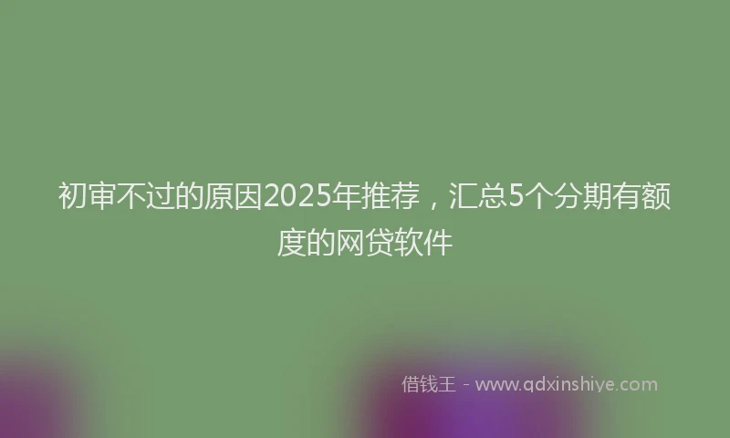 初审不过的原因2025年推荐，汇总5个分期有额度的网贷软件