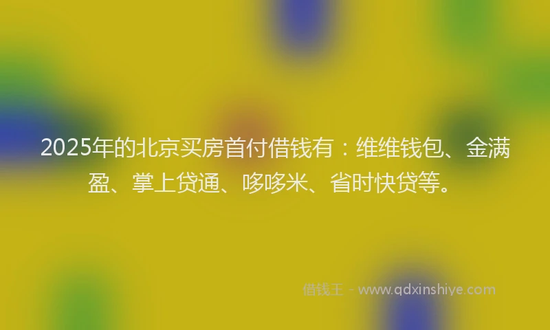 2025年的北京买房首付借钱有：维维钱包、金满盈、掌上贷通、哆哆米、省时快贷等。