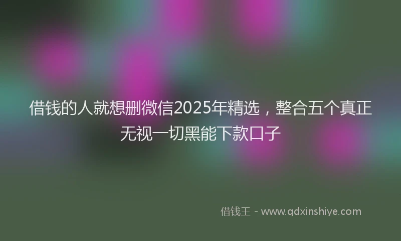 借钱的人就想删微信2025年精选，整合五个真正无视一切黑能下款口子