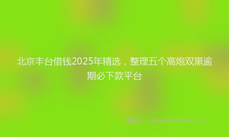 北京丰台借钱2025年精选，整理五个高炮双黑逾期必下款平台