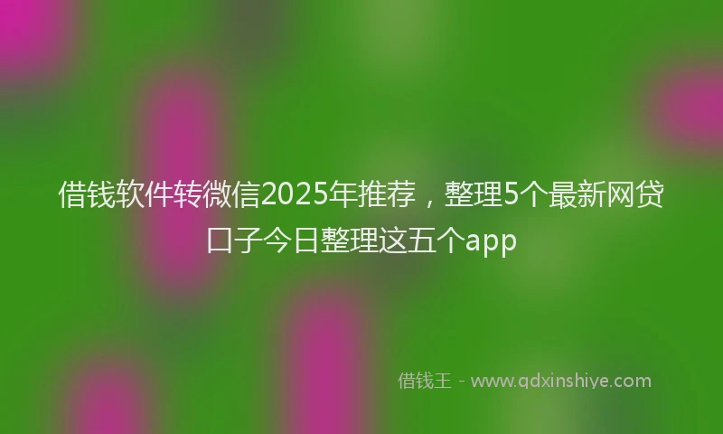 借钱软件转微信2025年推荐，整理5个最新网贷口子今日整理这五个app