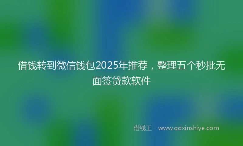 借钱转到微信钱包2025年推荐，整理五个秒批无面签贷款软件