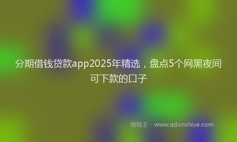 分期借钱贷款app2025年精选，盘点5个网黑夜间可下款的口子