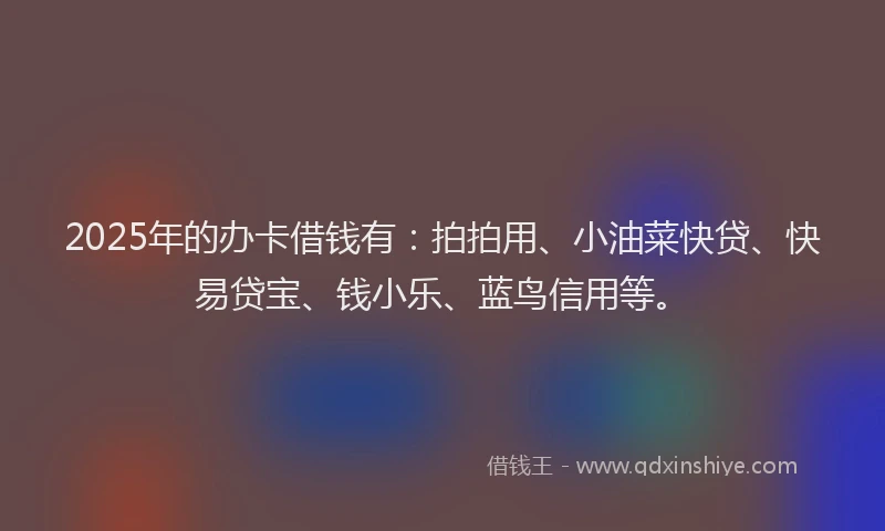 2025年的办卡借钱有：拍拍用、小油菜快贷、快易贷宝、钱小乐、蓝鸟信用等。