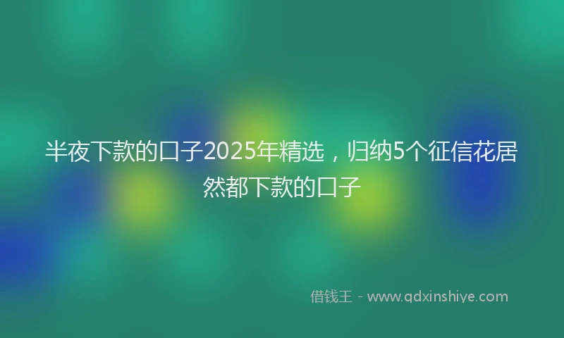 半夜下款的口子2025年精选，归纳5个征信花居然都下款的口子