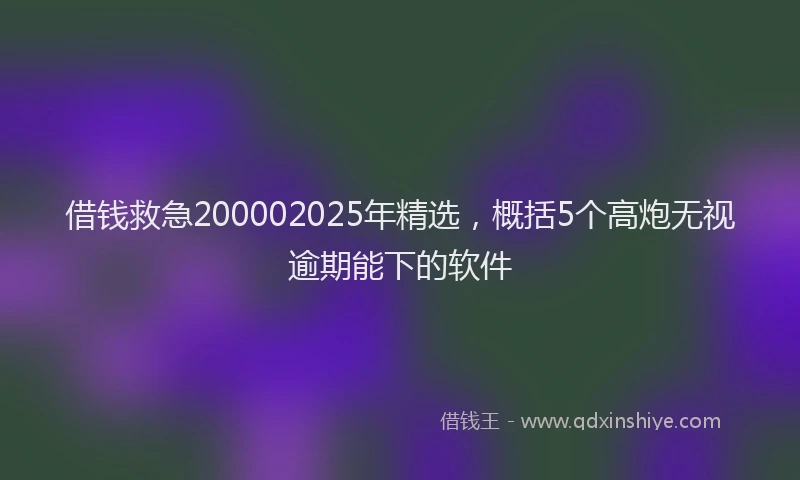 借钱救急200002025年精选，概括5个高炮无视逾期能下的软件