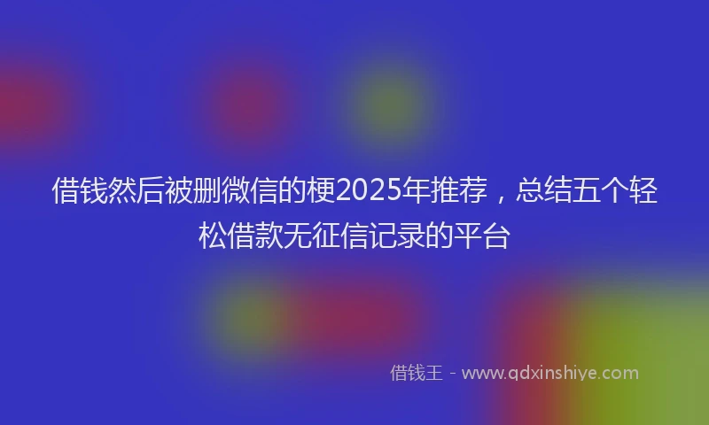 借钱然后被删微信的梗2025年推荐，总结五个轻松借款无征信记录的平台