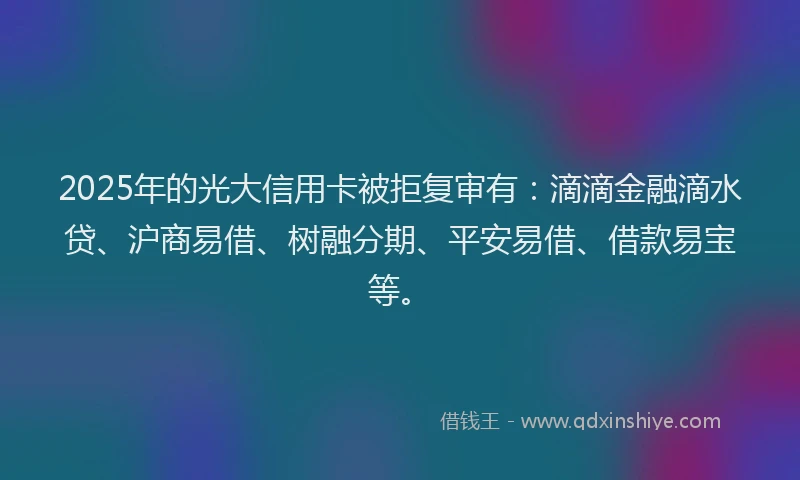 2025年的光大信用卡被拒复审有：滴滴金融滴水贷、沪商易借、树融分期、平安易借、借款易宝等。