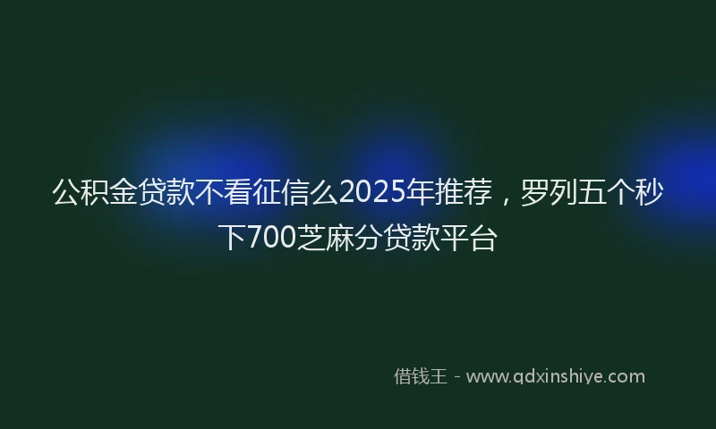 公积金贷款不看征信么2025年推荐，罗列五个秒下700芝麻分贷款平台