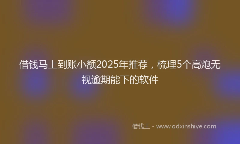 借钱马上到账小额2025年推荐，梳理5个高炮无视逾期能下的软件