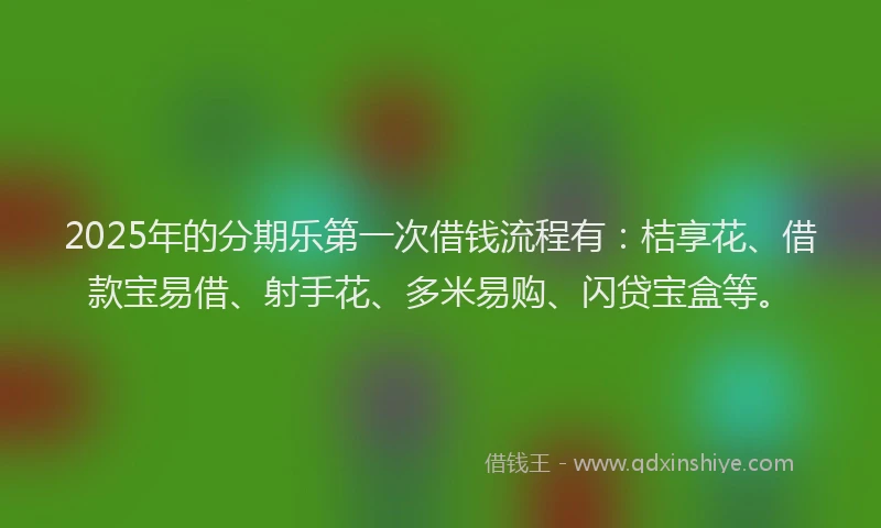 2025年的分期乐第一次借钱流程有：桔享花、借款宝易借、射手花、多米易购、闪贷宝盒等。