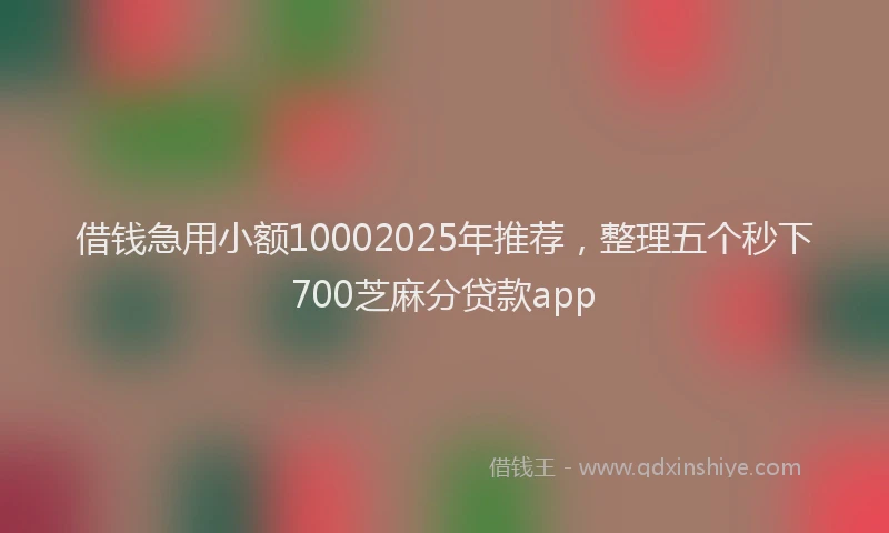 借钱急用小额10002025年推荐，整理五个秒下700芝麻分贷款app