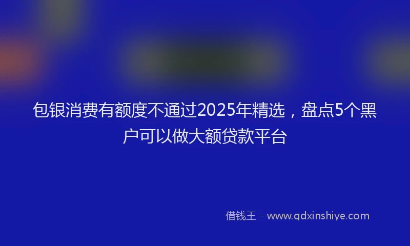包银消费有额度不通过2025年精选，盘点5个黑户可以做大额贷款平台