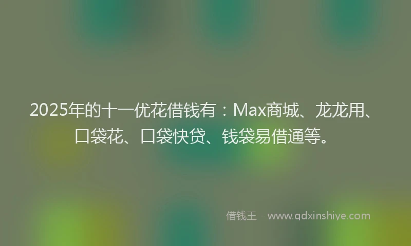 2025年的十一优花借钱有：Max商城、龙龙用、口袋花、口袋快贷、钱袋易借通等。