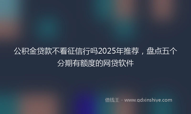 公积金贷款不看征信行吗2025年推荐，盘点五个分期有额度的网贷软件