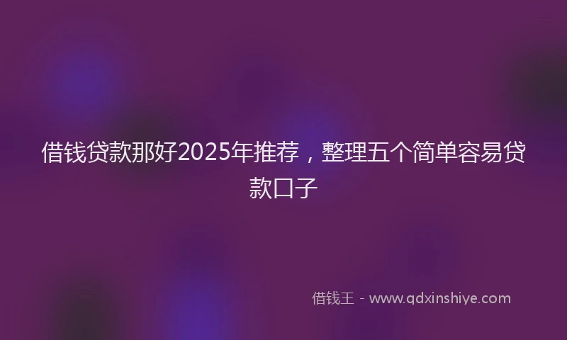 借钱贷款那好2025年推荐，整理五个简单容易贷款口子