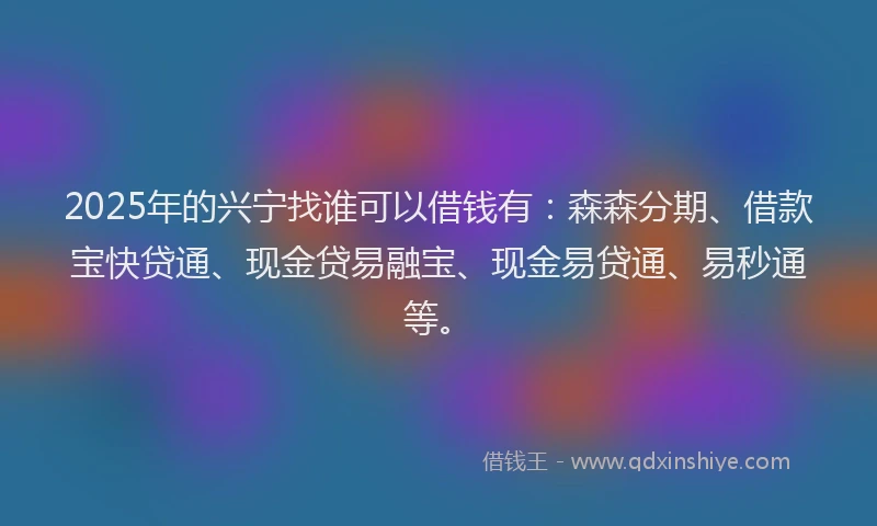 2025年的兴宁找谁可以借钱有：森森分期、借款宝快贷通、现金贷易融宝、现金易贷通、易秒通等。
