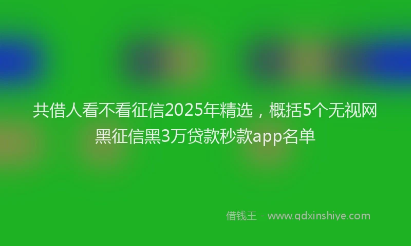 共借人看不看征信2025年精选，概括5个无视网黑征信黑3万贷款秒款app名单