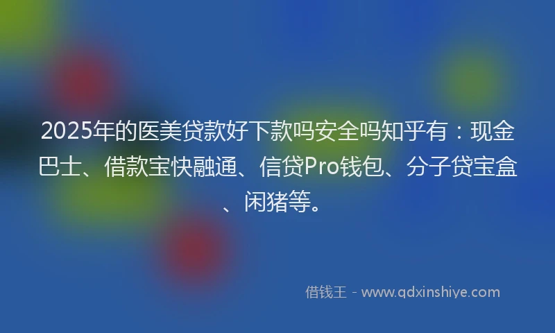 2025年的医美贷款好下款吗安全吗知乎有：现金巴士、借款宝快融通、信贷Pro钱包、分子贷宝盒、闲猪等。